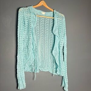 Maurices Aqua Open Knit Cardigan | Lightweight Crochet | Long Sleeve